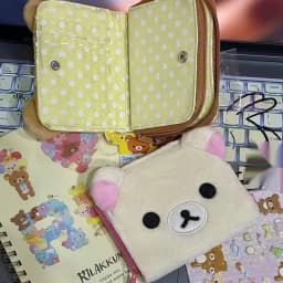 New Japanese Rilakkuma Bear Plush Foldable Compact Coin Purse Anime Portable Card Holder Short Wallet Card Storage Bag Gifts