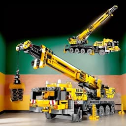City Series Mechanical Crane Building Block Set, Yellow Engineering Crane Model, Movable, Rotatable, and Liftable, Suitable as a Birthday Gift for Collectors, Christmas or Halloween Gift