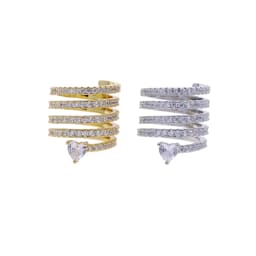 Micro Paved 5A CZ Multi Wrap Spring Spiral Open Adjusted Women Pinky Finger Ring Fashion Jewelry