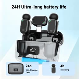 Mini Wireless Lavalier Microphone with Charging Case, 2.4G Noise Cancelling Lapel Mic for Type-C, Vlog/Live/Video Recording