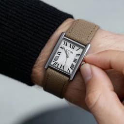 CILOA Men's Luxury Retro Square Watch, Gold Case Cream Dial Brown Leather Strap, Business Casual Versatile Quartz Wristwatch