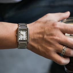CILOA Men's Luxury Retro Square Watch, Gold Case Cream Dial Brown Leather Strap, Business Casual Versatile Quartz Wristwatch