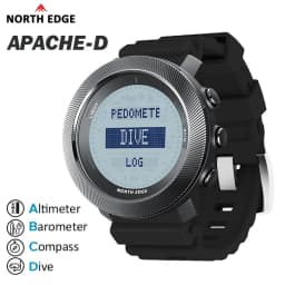 NORTH EDGE APACHE-D Men's Watches Free Dive Watch Sports Digital Watch Altimeter Barometer Compass World Time Waterproof 100M