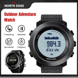 NORTH EDGE APACHE-D Men's Watches Free Dive Watch Sports Digital Watch Altimeter Barometer Compass World Time Waterproof 100M