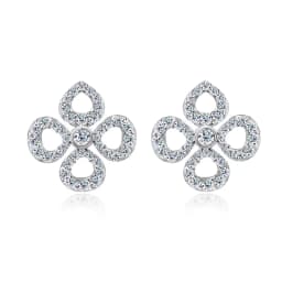 Smyoue Flower All Moissanite Stud Earrings for Women Full Diamond Round Cut Sparkling Girls Jewelry Pure 925 Silver Plated 18k