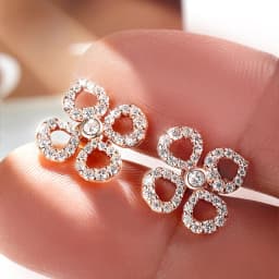 Smyoue Flower All Moissanite Stud Earrings for Women Full Diamond Round Cut Sparkling Girls Jewelry Pure 925 Silver Plated 18k