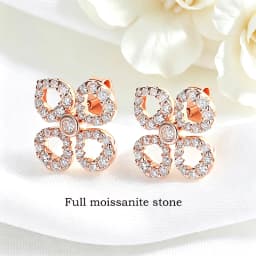 Smyoue Flower All Moissanite Stud Earrings for Women Full Diamond Round Cut Sparkling Girls Jewelry Pure 925 Silver Plated 18k