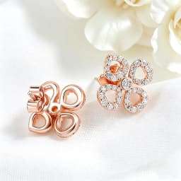 Smyoue Flower All Moissanite Stud Earrings for Women Full Diamond Round Cut Sparkling Girls Jewelry Pure 925 Silver Plated 18k