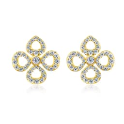 Smyoue Flower All Moissanite Stud Earrings for Women Full Diamond Round Cut Sparkling Girls Jewelry Pure 925 Silver Plated 18k