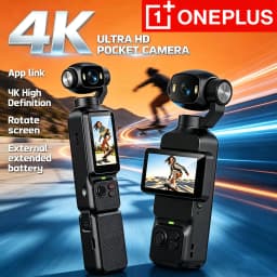 OnePlus 8K Handheld Action Camera 180°Rotatable Lens Electronic Anti-shake Pocket Vlog Camera with Fill Light for Outdoor Sports