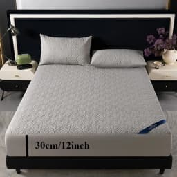 Ultrasonic Quilted Waterproof Antibacterial Mattress Protector Breathable Ultra Soft Noise Free 30CM Deep Pocket Fitted Sheet