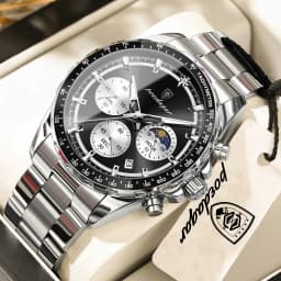 POEDAGAR Top Original Men's Watches Luminous Waterproof Fashion Male Clock Leather Chronograph Date Quartz Sports Men Wristwatch