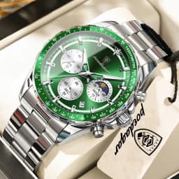 POEDAGAR Top Original Men's Watches Luminous Waterproof Fashion Male Clock Leather Chronograph Date Quartz Sports Men Wristwatch