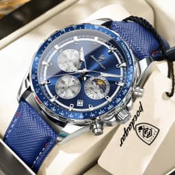 POEDAGAR Top Original Men's Watches Luminous Waterproof Fashion Male Clock Leather Chronograph Date Quartz Sports Men Wristwatch