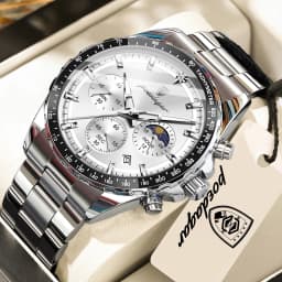 POEDAGAR Top Original Men's Watches Luminous Waterproof Fashion Male Clock Leather Chronograph Date Quartz Sports Men Wristwatch