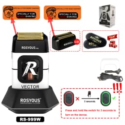 ROSYOUS RS-999 Man Electric Shaver 13000RPM Magnetic Vector Motor Full Metal with Dock 2000mAh Barbershop Beard Trimmer Machine