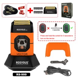ROSYOUS RS-999 Man Electric Shaver 13000RPM Magnetic Vector Motor Full Metal with Dock 2000mAh Barbershop Beard Trimmer Machine
