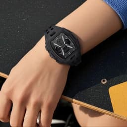 TOMI Men's Sports Mecha Style Watch Digital Electronic Watch, Backlight Alarm Stopwatch, Hollow Breathable Silicone Watch