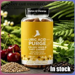Uric Acid Purge Capsules Supports Uric Acid Balance &Joint Comfort with Celery Seed Tart Cherry Parsley Extract Vegetarian60Caps