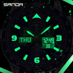 SANDA New Business Quartz Watches for Man Fashion Stainless Steel Tape Date Multifunctional Chronograph 5Bar Waterproof Clock