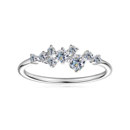 925 Silver Cluster D VVS1 Moissanite Curved Stackable Band Rose Gold Color Ring Twisted Vine Design Fine Jewelry For Women