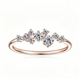 925 Silver Cluster D VVS1 Moissanite Curved Stackable Band Rose Gold Color Ring Twisted Vine Design Fine Jewelry For Women