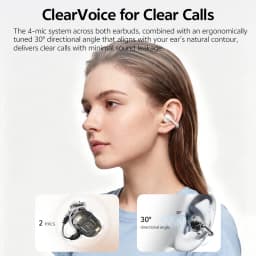 QCY Crossky C50i Open Ear Bluetooth Earphones Hi-Res LDAC Ear Clip Wireless BT6.0 Sports Earbuds Clip On 4-Mics Headphones 42H