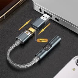 CCZ CM01 Audio Adapter Type C to 3.5mm 8-Core Single Crystal Copper Silver Plated Cable with 32bit CX31993+MAX97220 DAC Chip