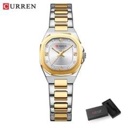 CURREN Gold Women's Watch Diamond Accents Stylish Stainless Steel Band, Elegant Design Comes with Free Box
