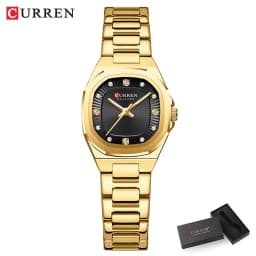 CURREN Gold Women's Watch Diamond Accents Stylish Stainless Steel Band, Elegant Design Comes with Free Box