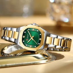 CURREN Gold Women's Watch Diamond Accents Stylish Stainless Steel Band, Elegant Design Comes with Free Box