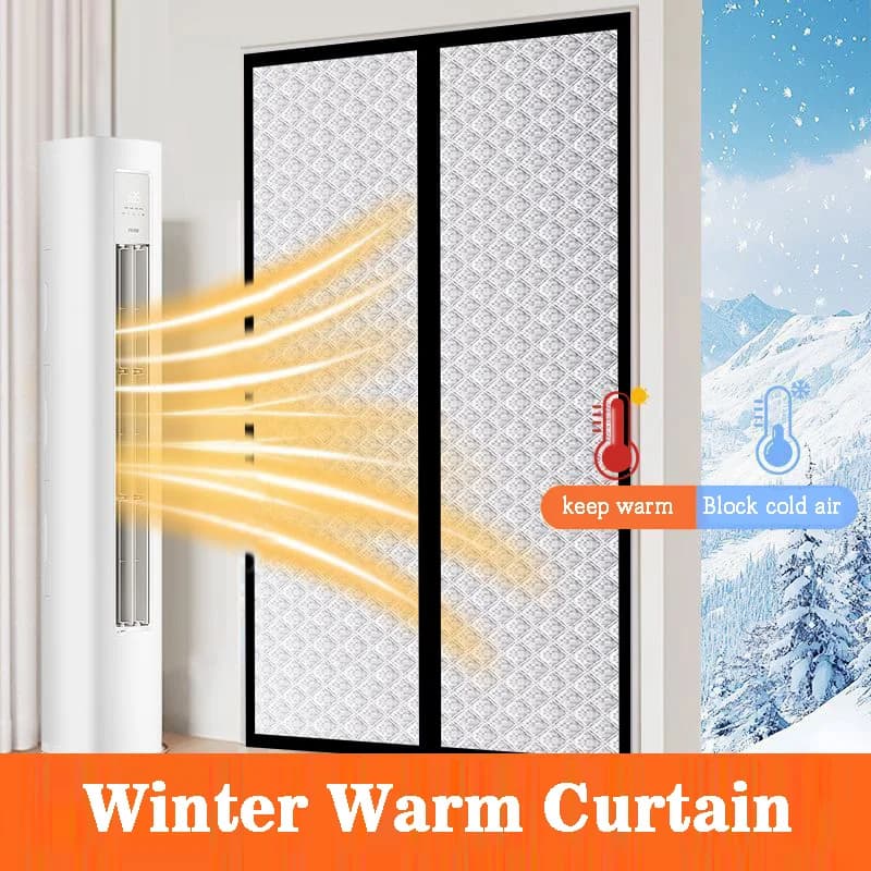 Magnetic winter thick door curtain - easy to install - No Drilling- Keep Cold Out & Warm In-Windproof partition curtain