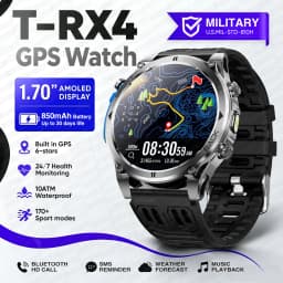 2026New Military T-RX4 Built in GPS Outdoor Smart Watch 10ATM Waterproof Compass  850mAh Battery 1.7”AMOLED Sports Fitness Clock