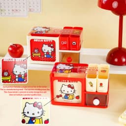 Genuine Sanrio Mark Pen Holder Hello Kitty Desk Organizers Shelves Desktop Stationery Bookshelf Home Office Storage Box Gifts