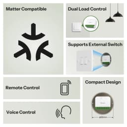 SONOFF MINI DUO 2-Gang Matter Over WiFi Smart Switch MINI-2GS Dual-Load Control Detach Relay Mode Works with Alexa Google Home