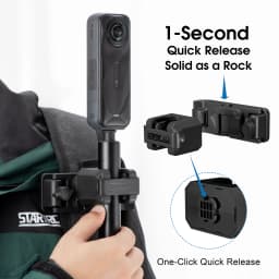 STARTRC Selfie Stick Holster Backpack Strap Clip Mount for Insta 360 X5 X4 Air Go Ultra ACE Pro 2 Ajustable Quick Release