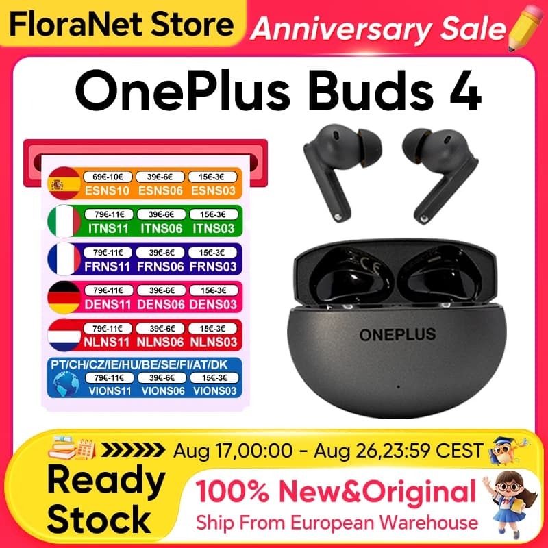 OnePlus Buds 4 TWS Earbuds with 55dB ANC, dual drivers, LHDC 5.0 Hi-Res, 45-hour battery, Bluetooth 5.4, IP55, and AI noise cancellation on calls