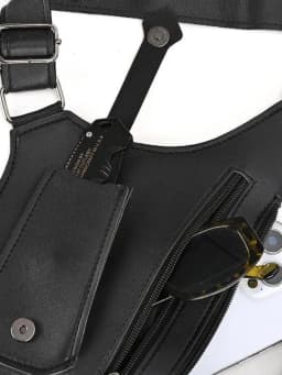 HOMEFISH Double Shoulder Strap Tactical Fishing Bag Waterproof PU Multi-Pocket Outdoor Anti-Theft Crossbody Bag Multi-Purpose