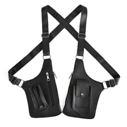 HOMEFISH Double Shoulder Strap Tactical Fishing Bag Waterproof PU Multi-Pocket Outdoor Anti-Theft Crossbody Bag Multi-Purpose