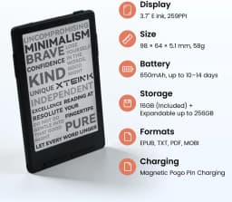 XTEINK X3 Global Version 3.7" Magnetic Mini E-Ink Ebook Reader 16GB Support CrossPoint Firmware Ad-Free Multi Language