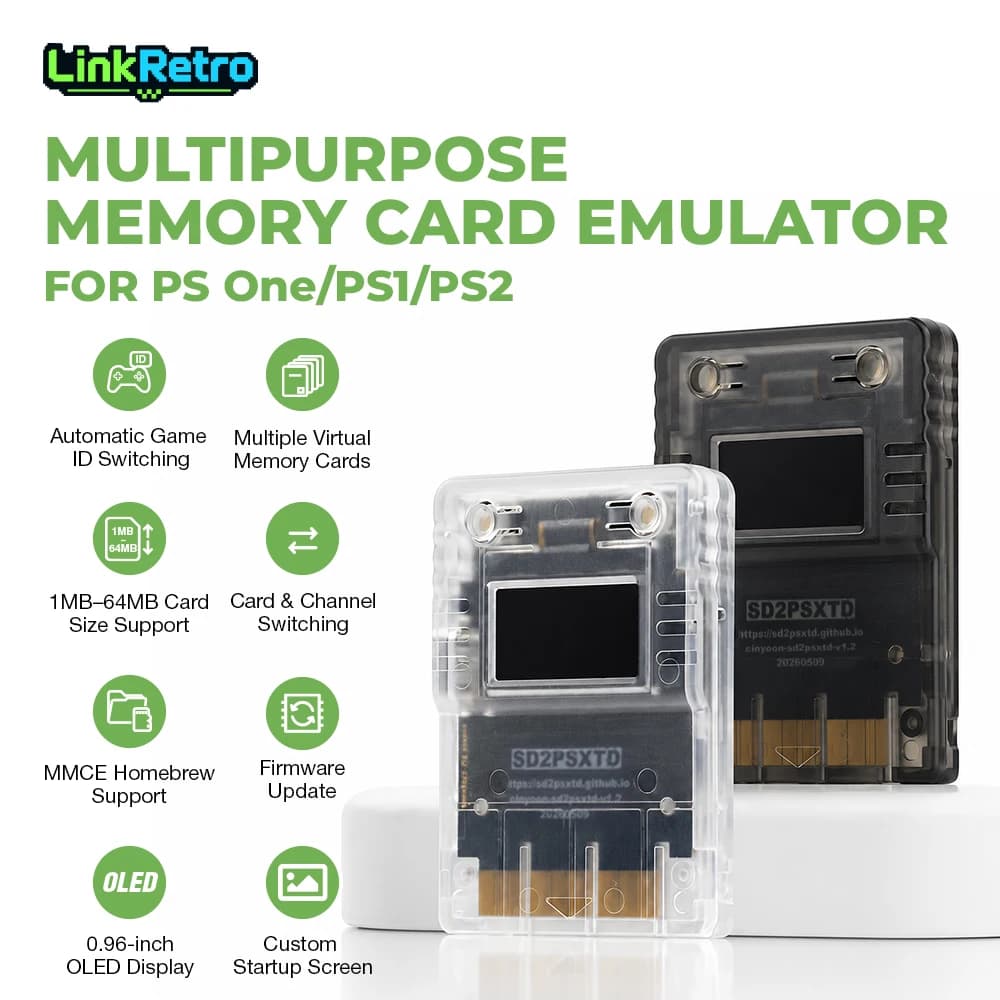 LinkRetro USB-C Memory Card Emulator SD2PSX SD2PSXTD Firmware Support FMCB FreeMcBoot MMCE For Sony PS One PS1 PS2 Consoles