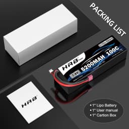 1/2pcs HRB 2S 7.4V 5200mah Lipo Battery 100C RC Car Battery with T Deans Plug Hard case Battery for RC Car Truck Tank 1/10 1/12