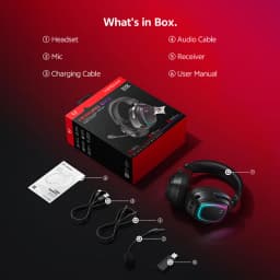 QCY Gaming Headset Heroad GT2 THX Spatial Audio+ 7.1.4 Tri-mode RGB 3-Mic ENC Over Ear Headphone for PC/PS4/PS5 Headset Gamer