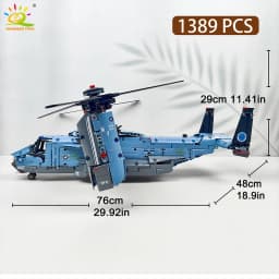 HUIQIBAO MOC V-22 Tiltrotor Aircraft Helicopter Building Block Children Military Airplane Model Bricks Toy Home Decor.