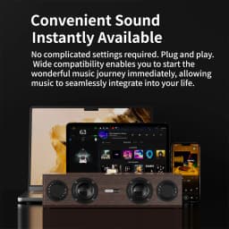 Lenovo C02 Wooden Speaker, Retro Bluetooth Wired Dual-Mode, Heavy Bass Desktop Computer Speaker, Wooden Subwoofer, Universal for Desktop and Laptop