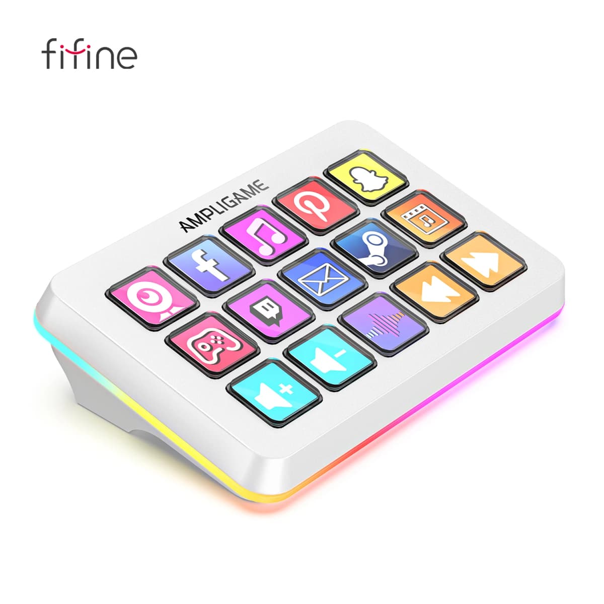 FIFINE D6 Macro Stream Controller App-Triggered Actions with 15-Key Programmable Deck for Live Streaming, for OBS/Twitch/YouTube