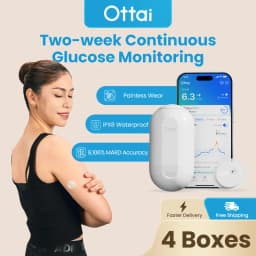 Ottai M8 CGM 4 Full Sets for 56 Days Continuous Glucose Monitor No Finger Pricking Blood Glucose Monitoring System