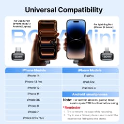 BOYA Mini 2 Wireless Lavalier Lapel Mini Microphone Noise Reduction for iPhone 6-17 USB-C Android SmartPhone PC Live Streaming