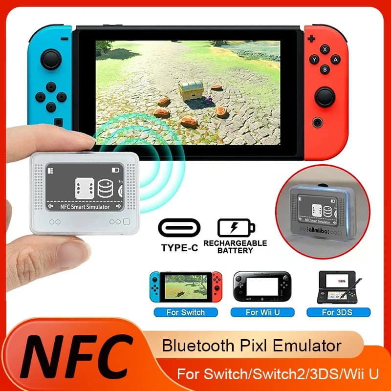 For Amiibo NFC Pixl Emulator Simulator Chargeable Bluetooth Intelligent Simulator for Switch2/Switch WiiU 3DS Game Accessories