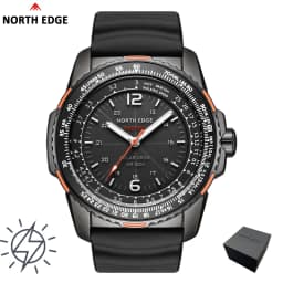NORTH EDGE Gift Box Watch for Man Solar-powered PHOTON Fashion Quartz Watch Waterproof 50M Sport Silicone Strap Men Watch Reloj